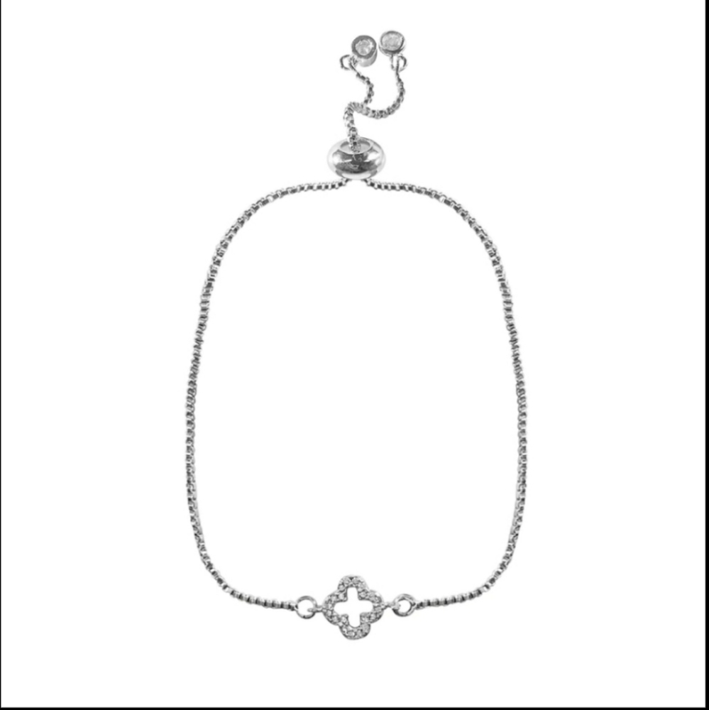 Open Quatrefoil Clover Bolo Pull Bracelet in Silver #18